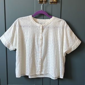 Madewell Cream Colored Eyelet Cropped Top